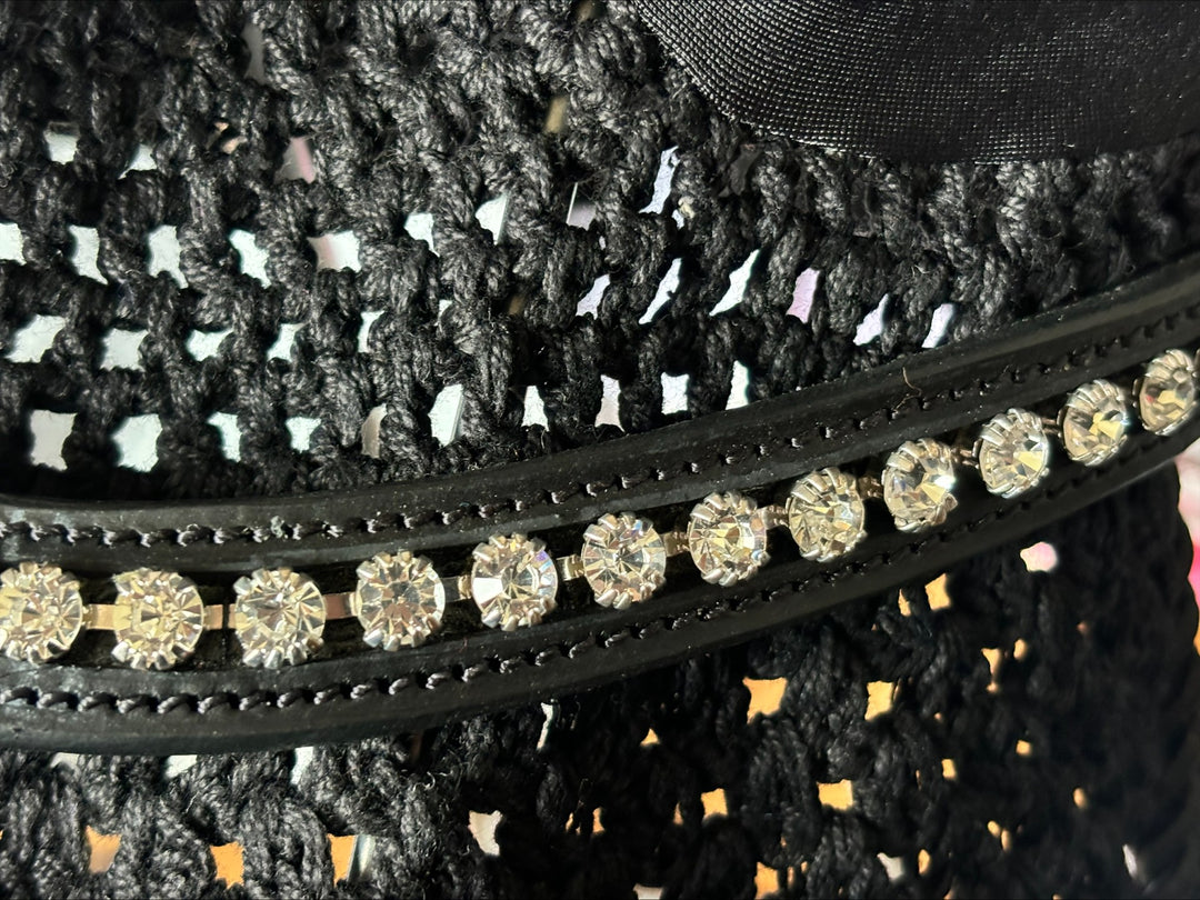 HRS Stunning Crystal/Diamante Browband on Black Leather