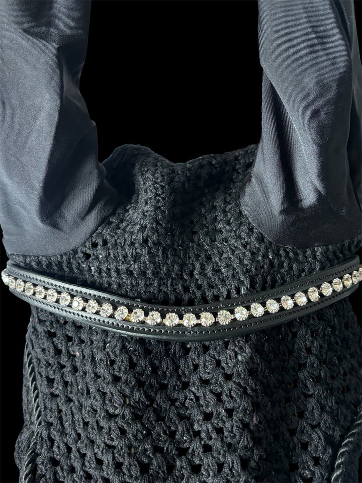 HRS Stunning Crystal/Diamante Browband on Black Leather
