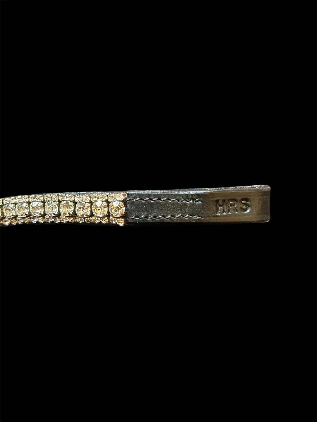 HRS Stunning Crystal/diamante/bling Browband - V Shape - Black Leather