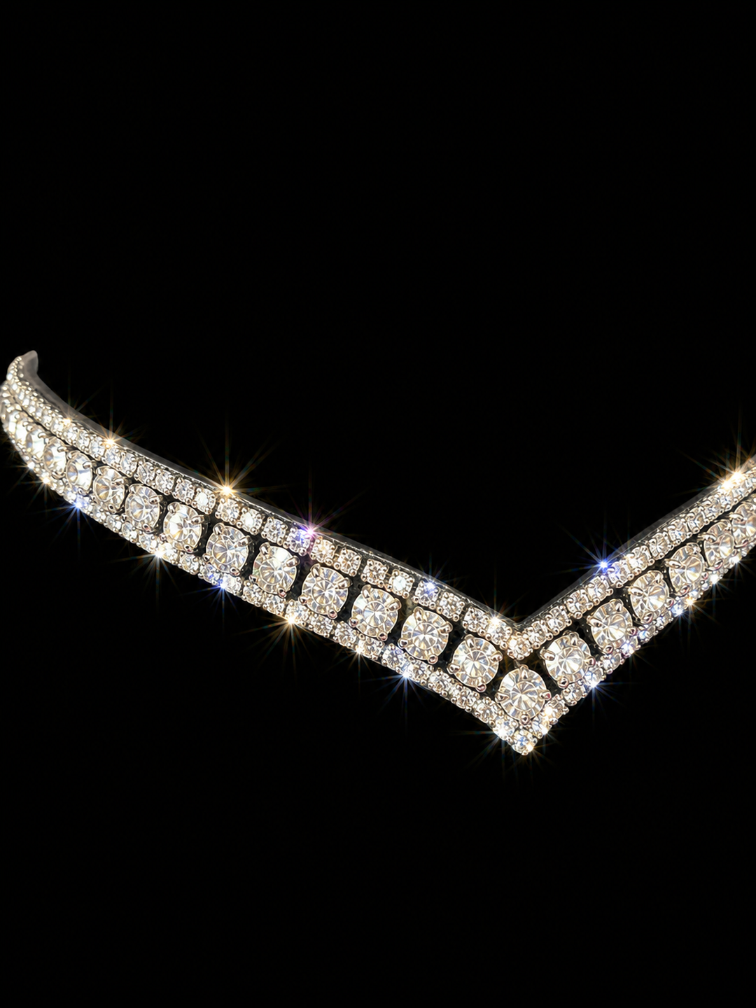 HRS Stunning Crystal/diamante/sparkly/Bling V Shaped Browband on Brown Leather