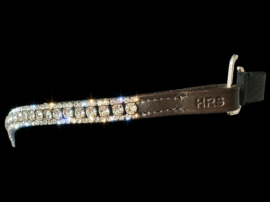 HRS Stunning Crystal/diamante/sparkly/Bling V Shaped Browband on Brown Leather