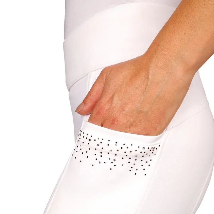 Hy Equestrian Roka Regal Riding Tights - Full Silicone Seat - White - Low Price
