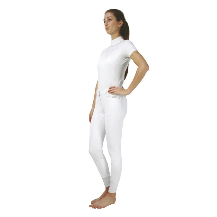 Hy Fashion Stunning Roka Rose Show Shirt - White with Navy&Rose Gold Crystals