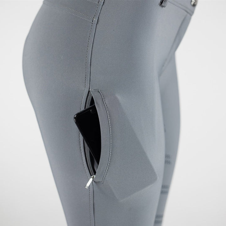 HORZE Ada Silicone Full Seat Grey Breeches with Zip Up Phone Pocket - LAST PAIR!