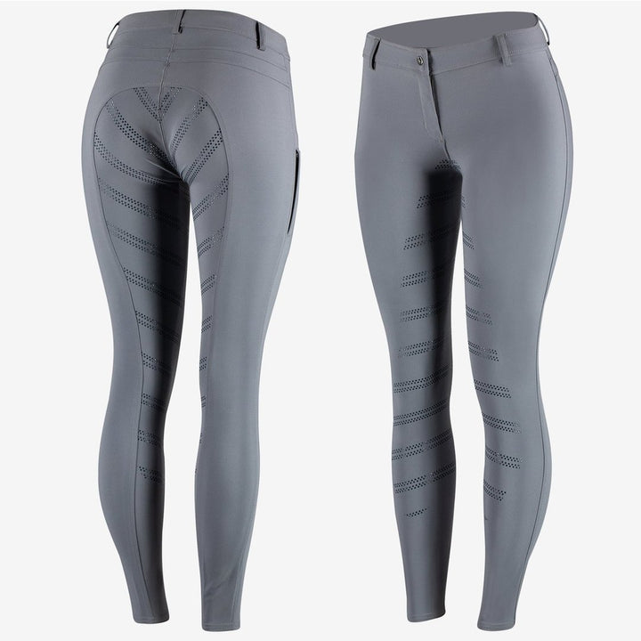 HORZE Ada Silicone Full Seat Grey Breeches with Zip Up Phone Pocket - LAST PAIR!