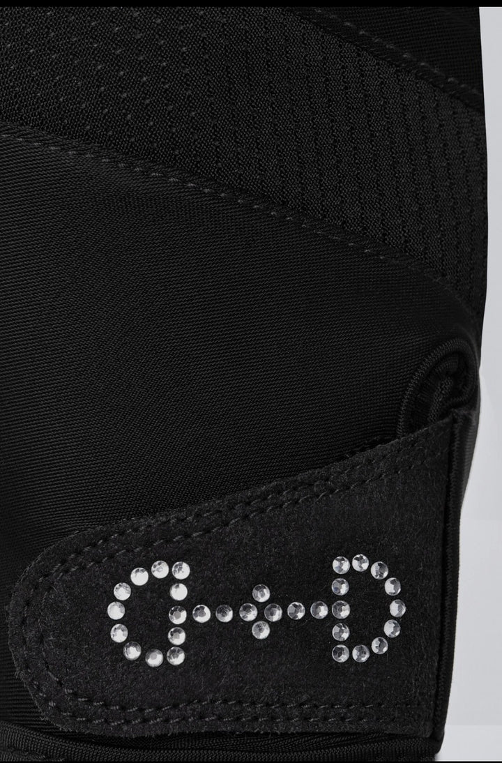 Horze Arielle Gloves - Silicone Palm, Crystal Bit Detail - Black or White