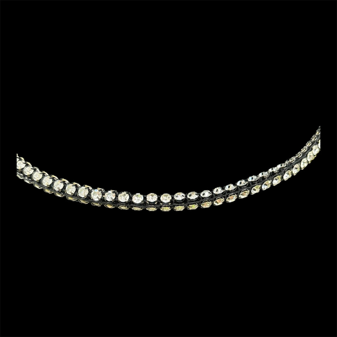 Horze Beau Crystal Browband on Black Leather - Size Full