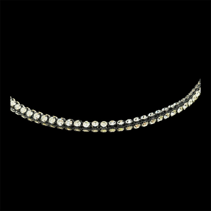 Horze Beau Crystal Browband on Black Leather - Size Full