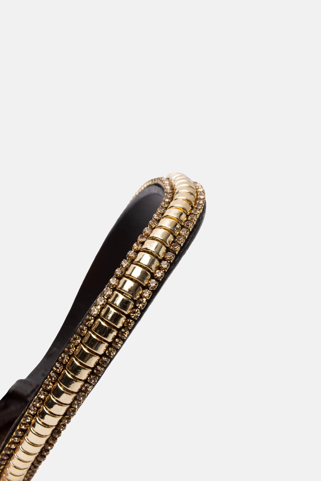 Horze Gold Clincher with Crystal Edging Browband on Black Leather