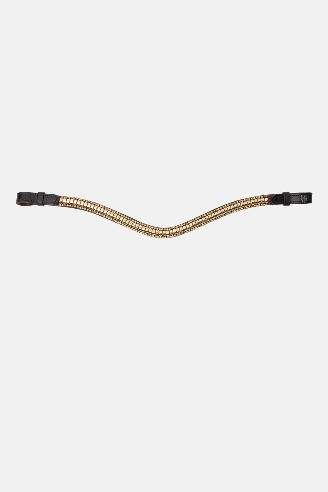 Horze Gold Clincher with Crystal Edging Browband on Black Leather
