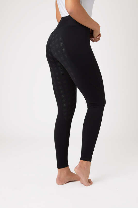 HORZE Juliet Womens Hyper Flex Riding Tights with Silicone Full Seat - Black