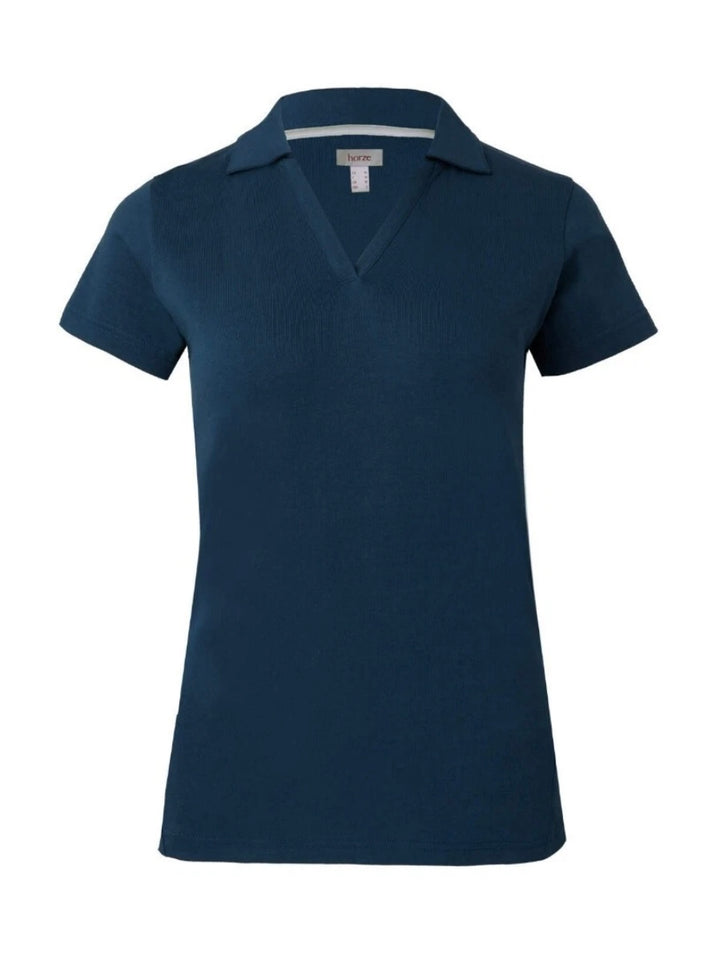 Horze Kia V Neck Short Sleeved Riding Top - Blue - Soft Cotton - Ideal Gift