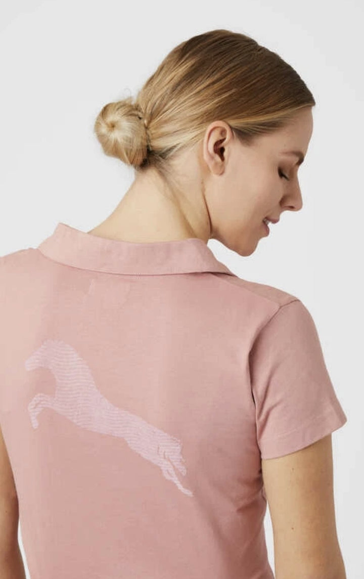 Horze Kia V Neck Short Sleeved  Riding Top - Dusky Pink - Soft Cotton - Ideal Gift