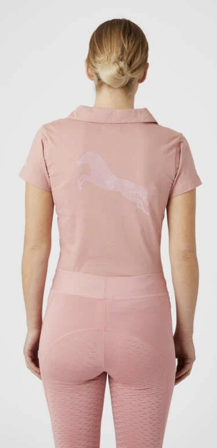 Horze Kia V Neck Short Sleeved  Riding Top - Dusky Pink - Soft Cotton - Ideal Gift