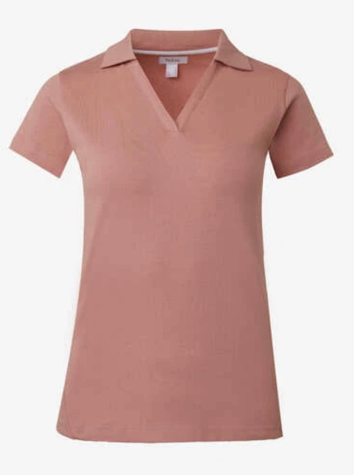 Horze Kia V Neck Short Sleeved  Riding Top - Dusky Pink - Soft Cotton - Ideal Gift