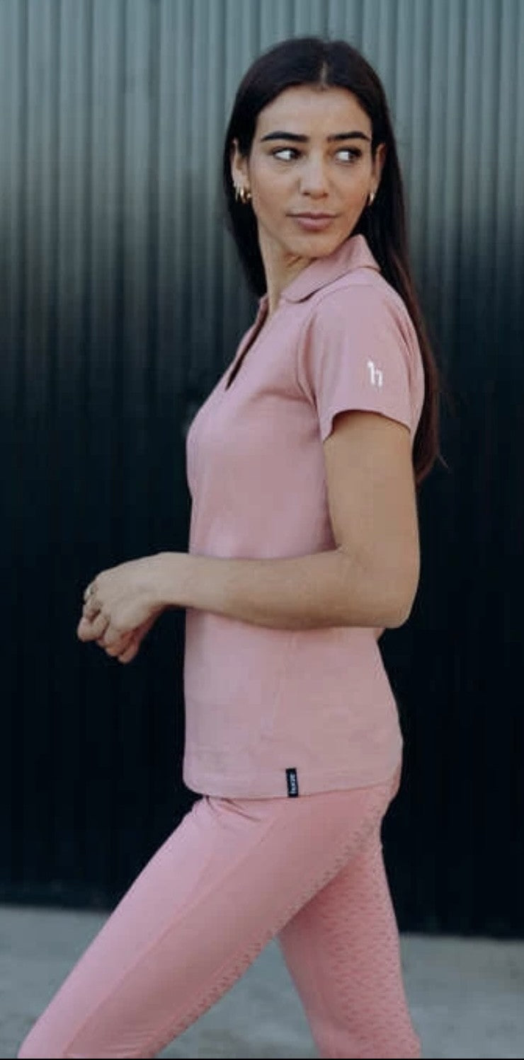Horze Kia V Neck Short Sleeved  Riding Top - Dusky Pink - Soft Cotton - Ideal Gift