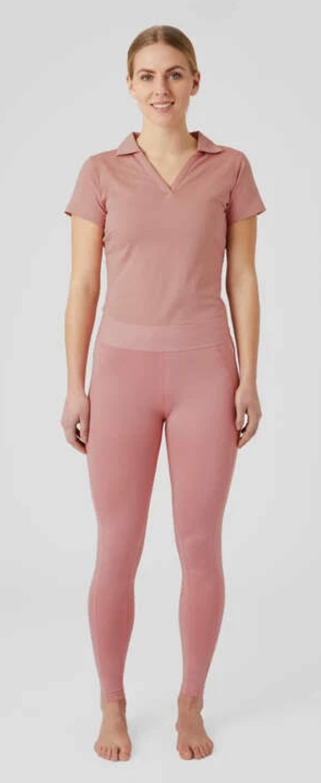Horze Kia V Neck Short Sleeved  Riding Top - Dusky Pink - Soft Cotton - Ideal Gift
