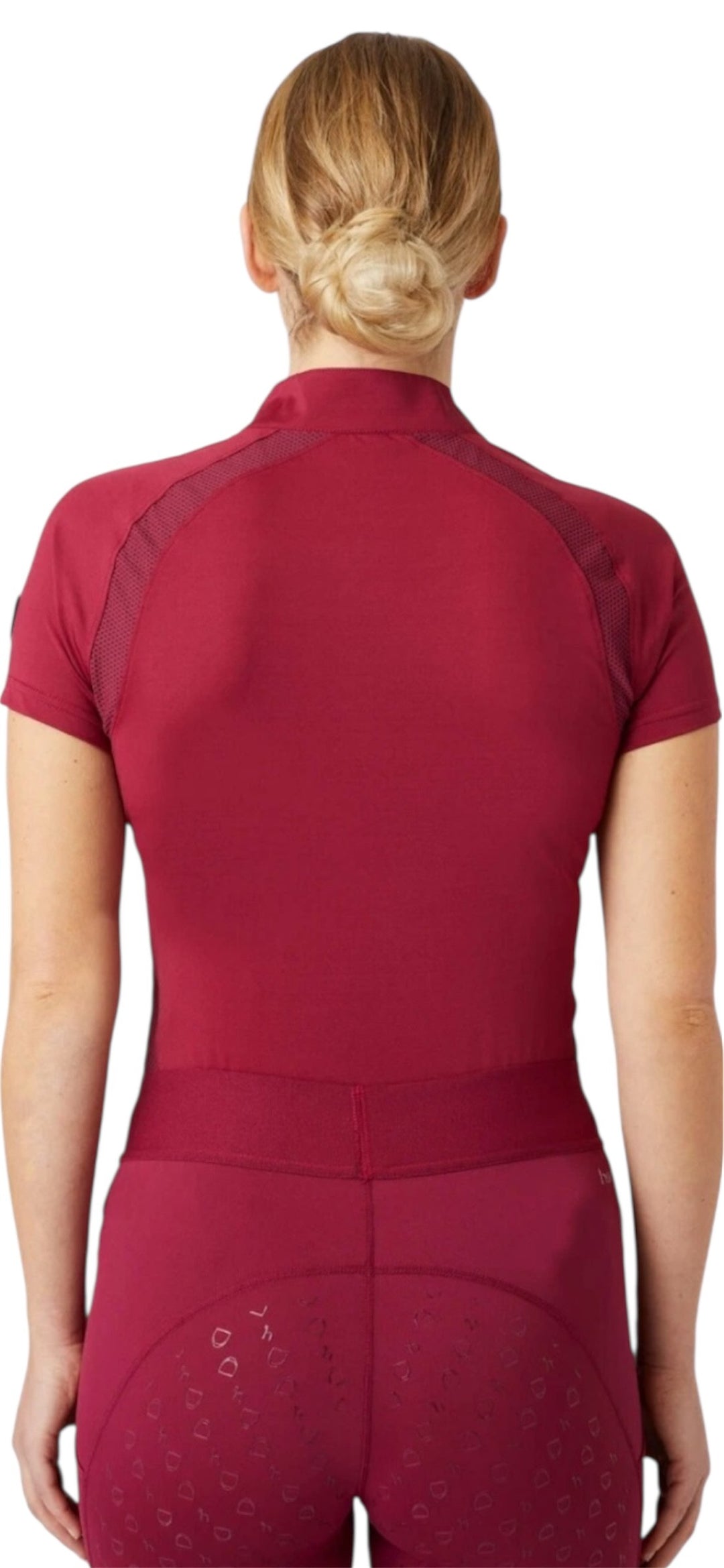 Horze Mia Short Sleeved Zip Neck Riding Top - Dark Pink - Size 14 - LAST 2!