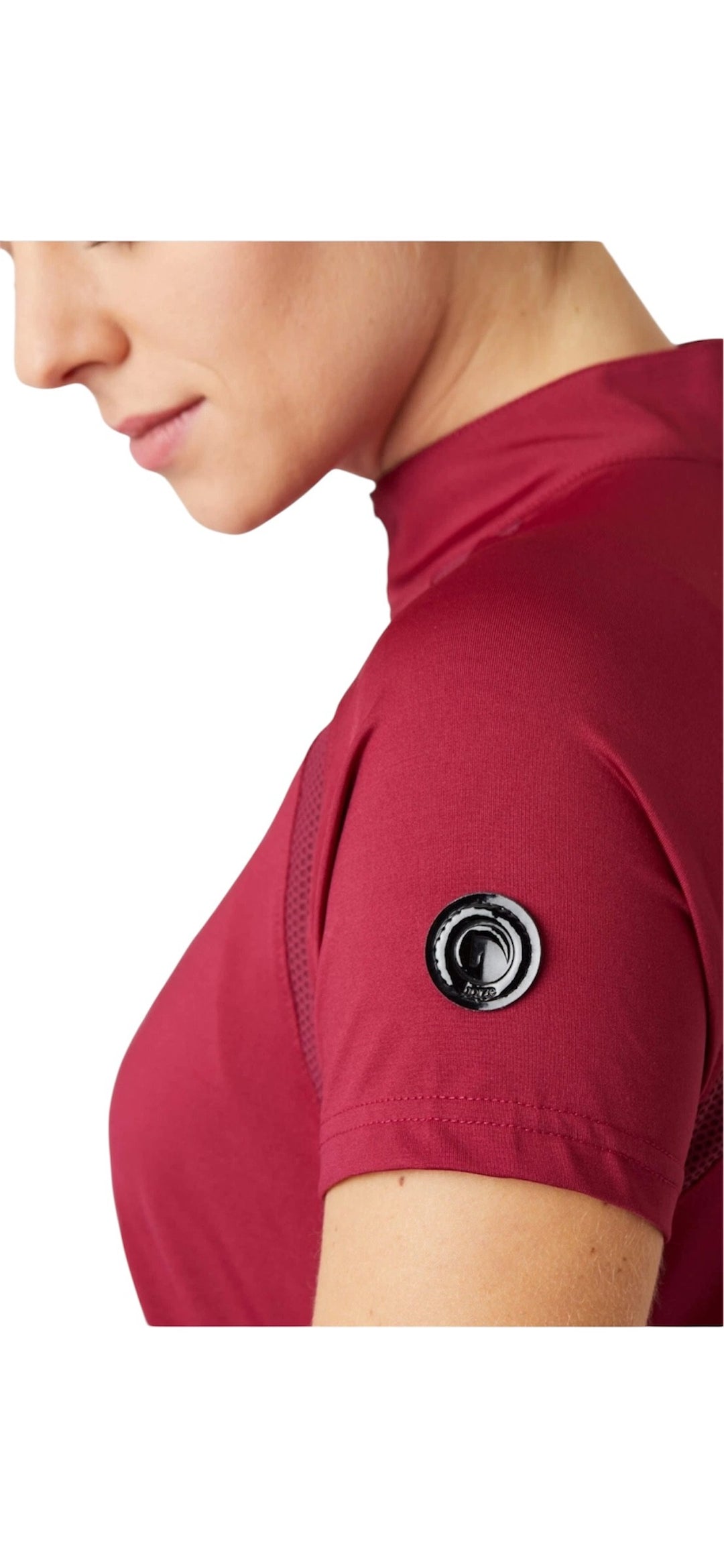 Horze Mia Short Sleeved Zip Neck Riding Top - Dark Pink - Size 14 - LAST 2!