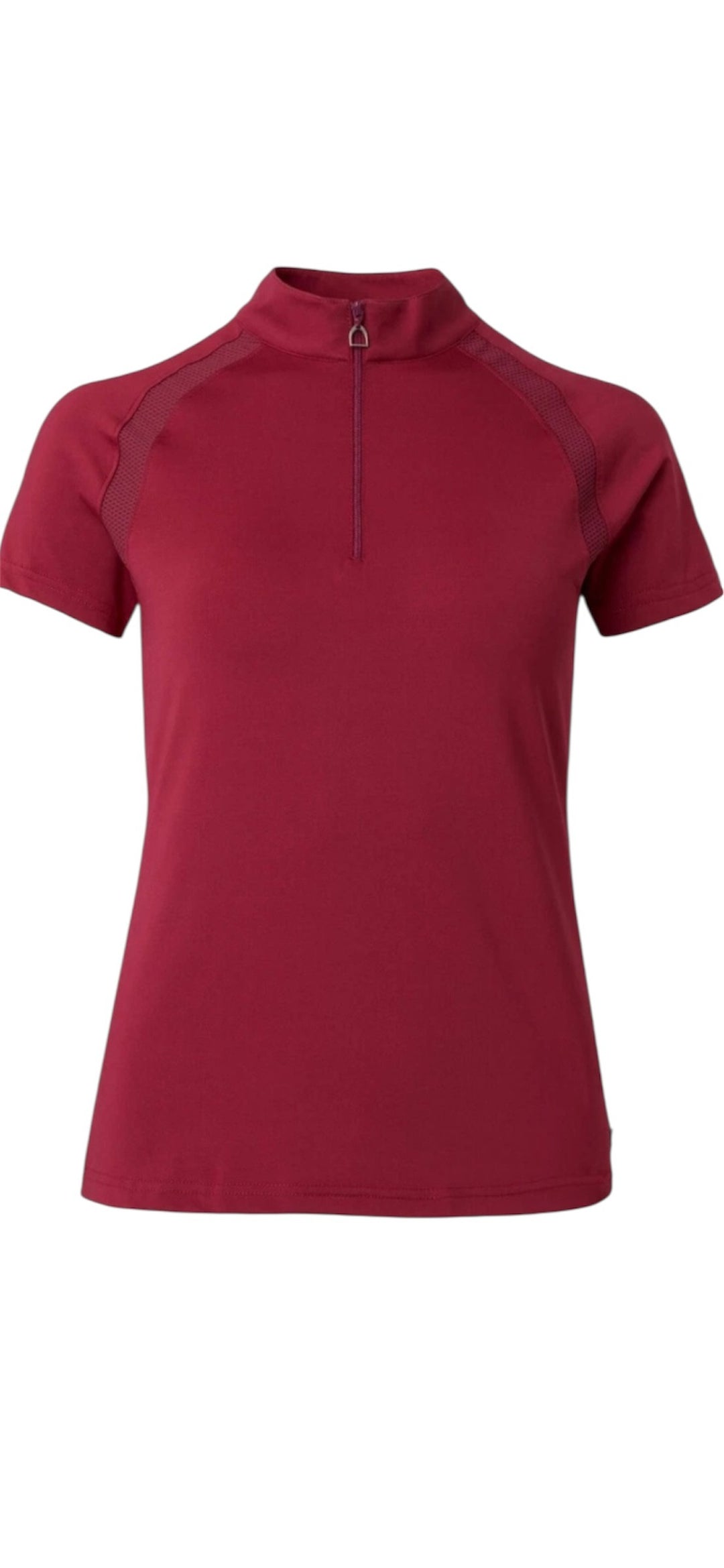 Horze Mia Short Sleeved Zip Neck Riding Top - Dark Pink - Size 14 - LAST 2!