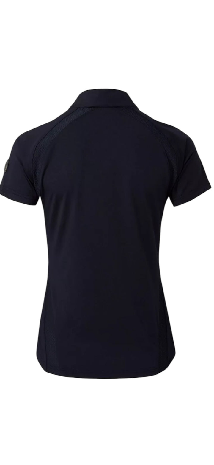 Horze Mia Classy Short Sleeved Zip Neck Riding Top - Dark Blue - Sizes 12 & 14 Left