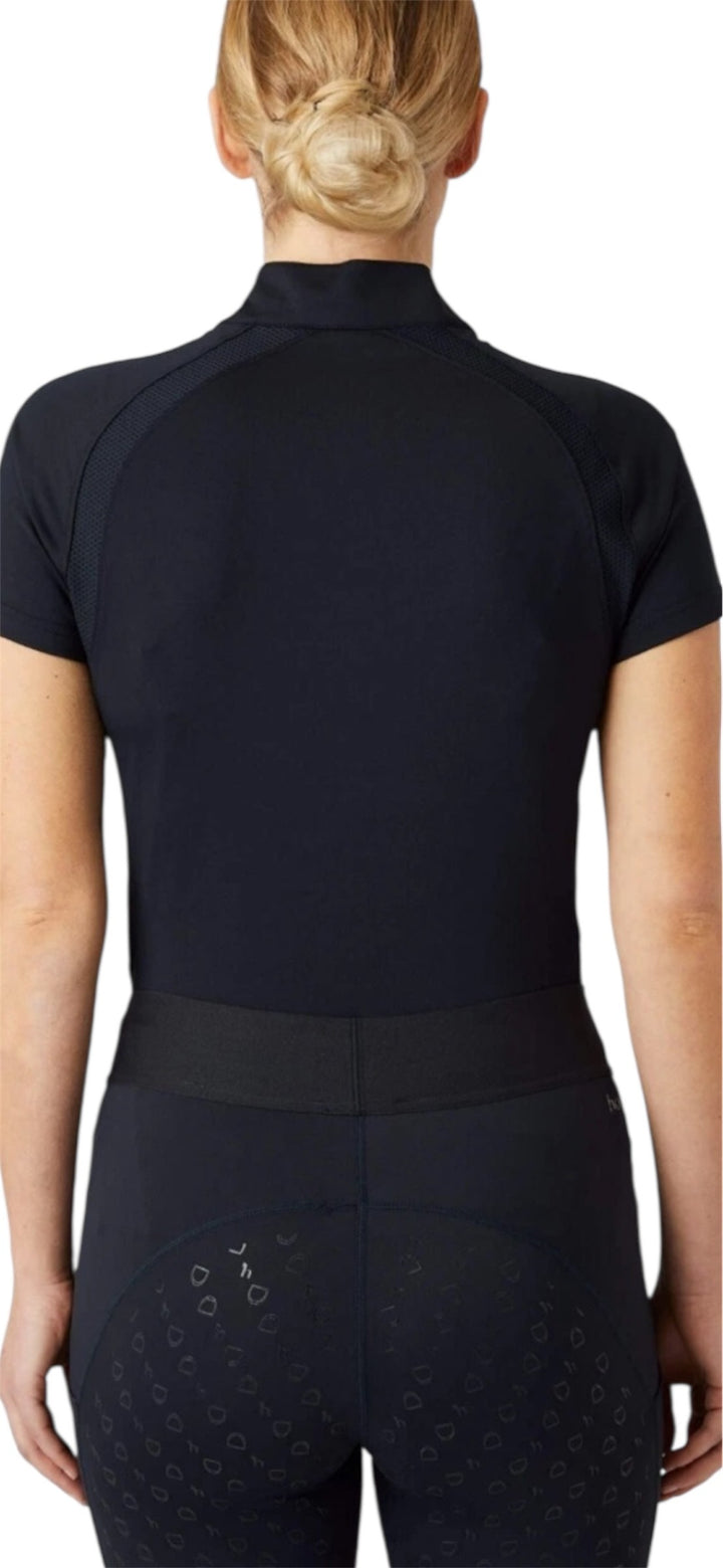 Horze Mia Classy Short Sleeved Zip Neck Riding Top - Dark Blue - Sizes 12 & 14 Left
