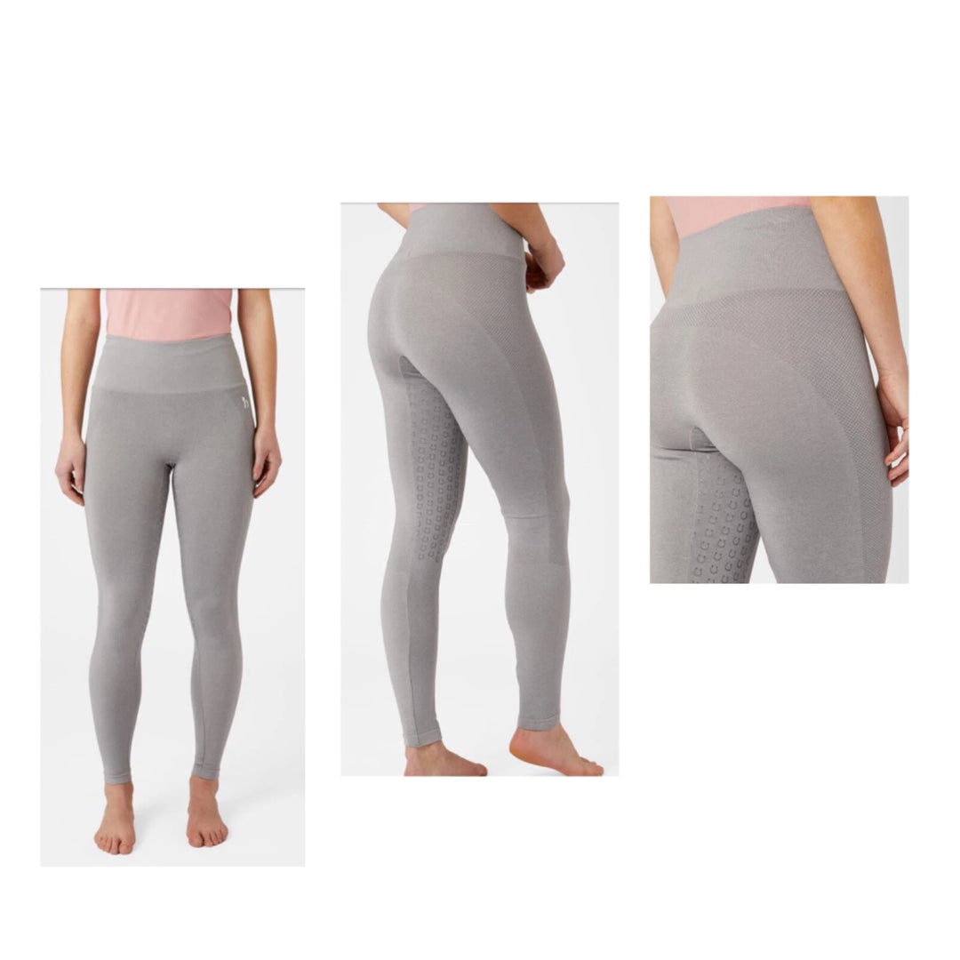 Horze Naomi SEAMLESS Riding Tights, full silicone seat - Grey or Blue - Super Comfy