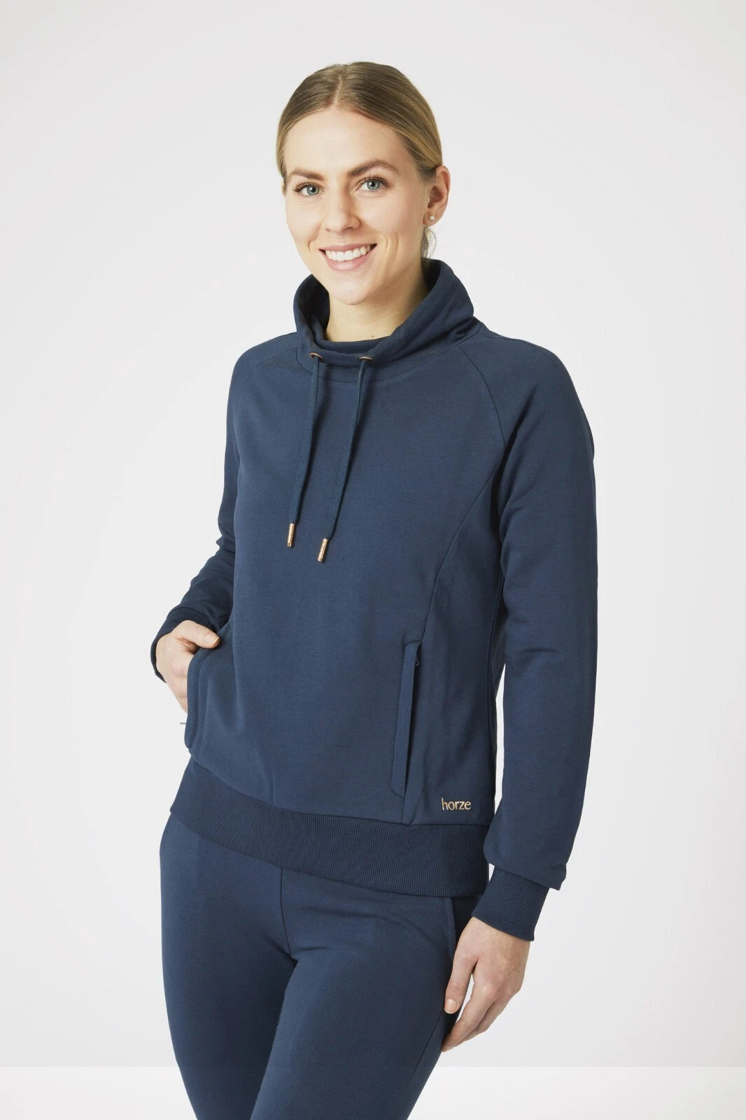 Horze 'Remy' High Neck Equestrian Sweatshirt - Dark Blue  (popular) - Size 10 (36) - LAST 1