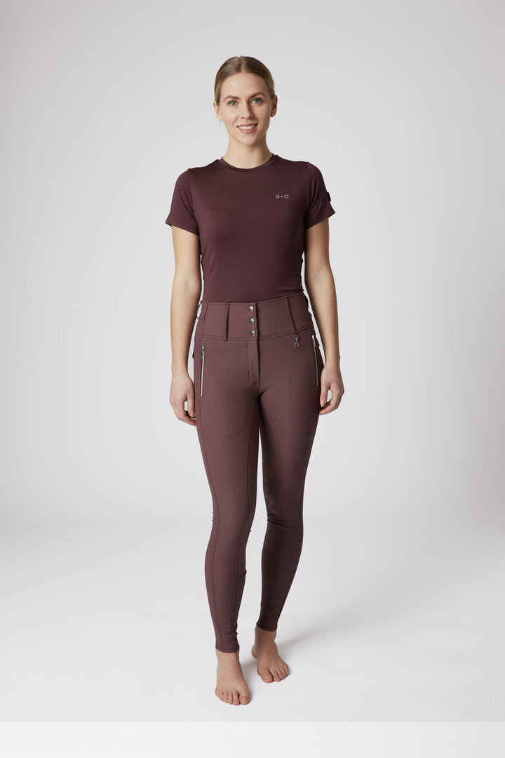 Horze Tabitha Functional T-Shirt - Burgundy - SIZE 14 - HIGH QUALITY - LOW PRICE