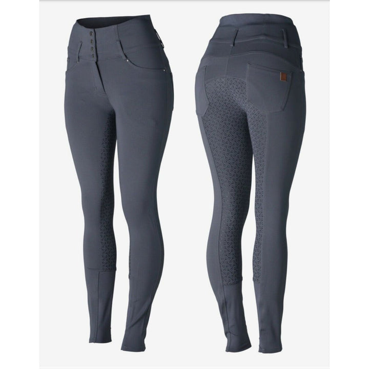 HORZE Tara High Quality Women’s High Waist Silicone Full Seat Breeches - Giselle Blue