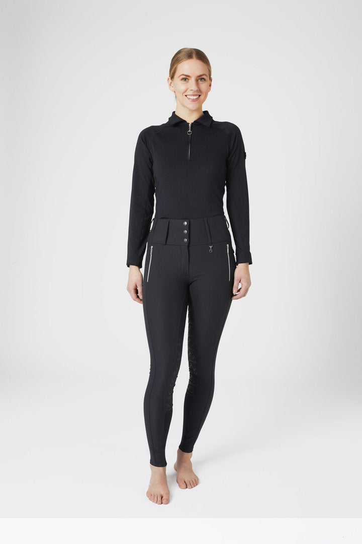 Horze Tiana Pique Long Sleeved Polo Shirt - Blue - High Quality - Low Price!
