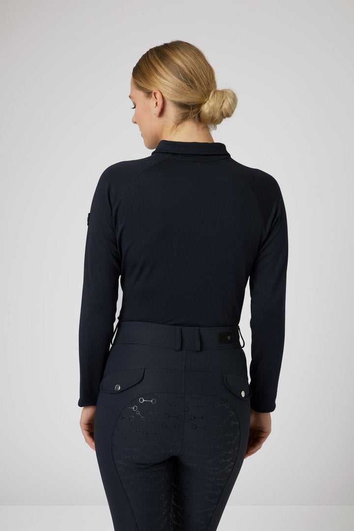 Horze Tiana Pique Long Sleeved Polo Shirt - Blue - High Quality - Low Price!