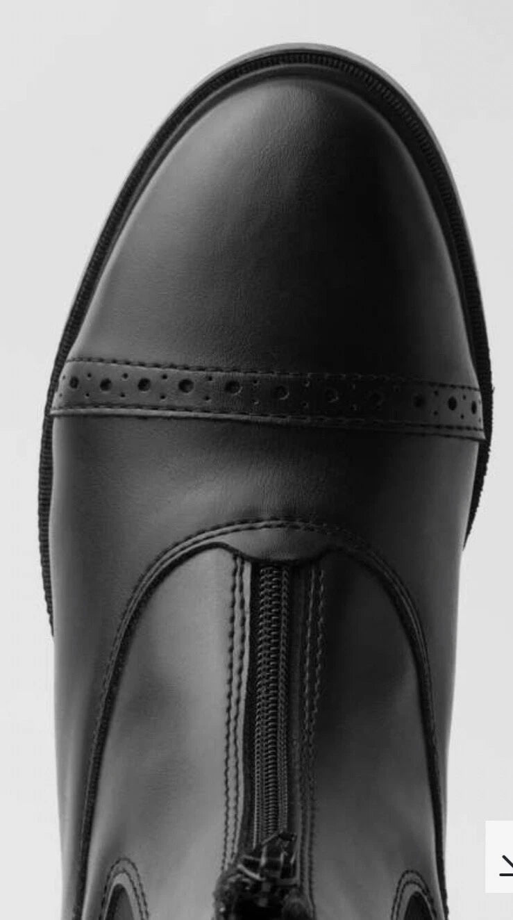Wexford Ladies Front Zip Jodhpur Boots by Horze - Size 3.5 - Black Synthetic Leather - LAST PAIR