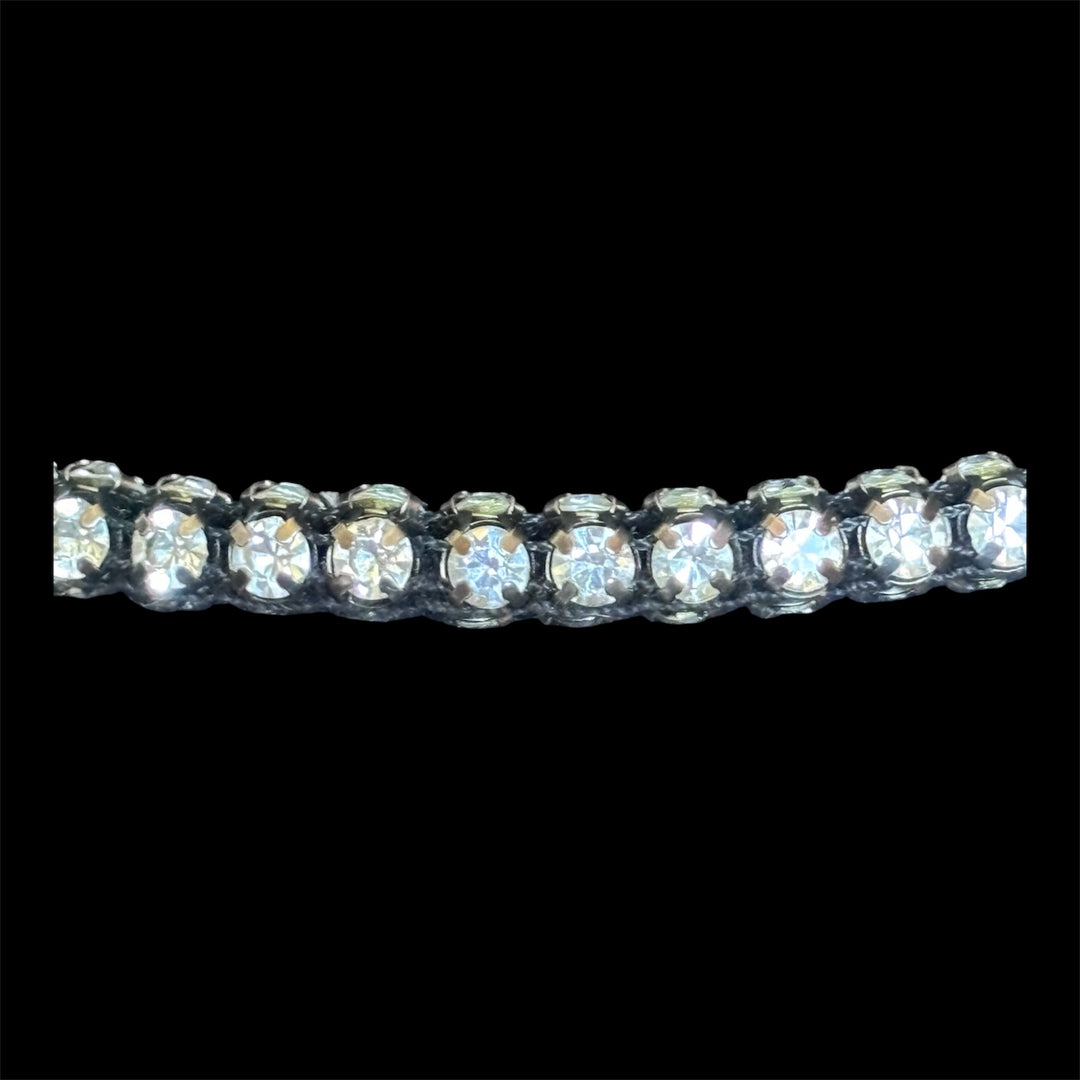 Horze Beau Crystal Browband on Black Leather - Size Full