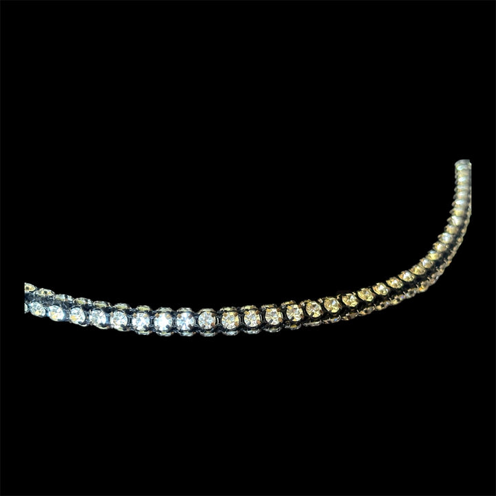 Horze Beau Crystal Browband on Black Leather - Size Full