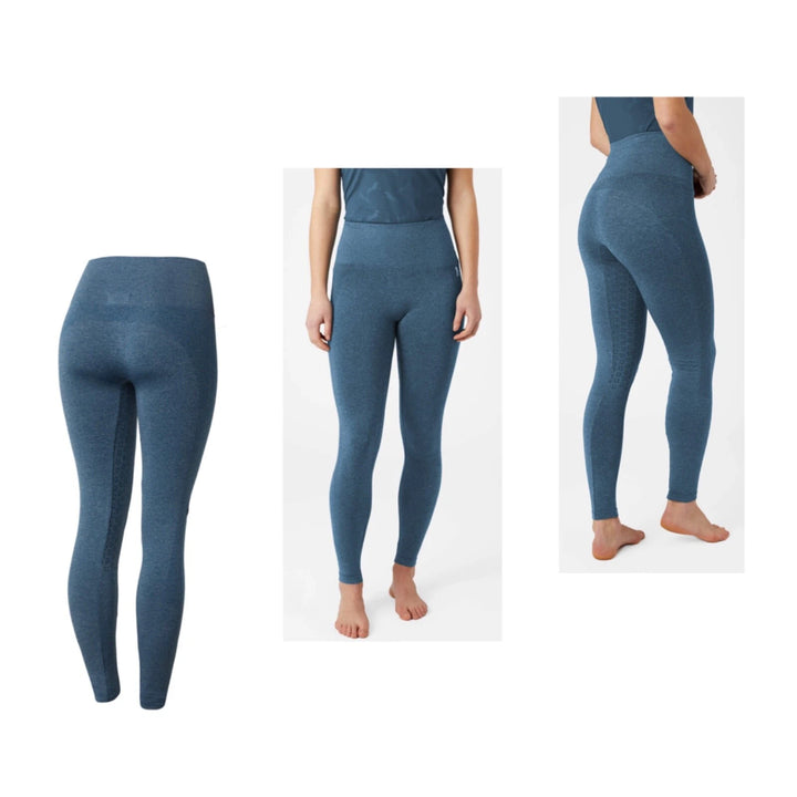 Horze Naomi SEAMLESS Riding Tights, full silicone seat - Grey or Blue - Super Comfy