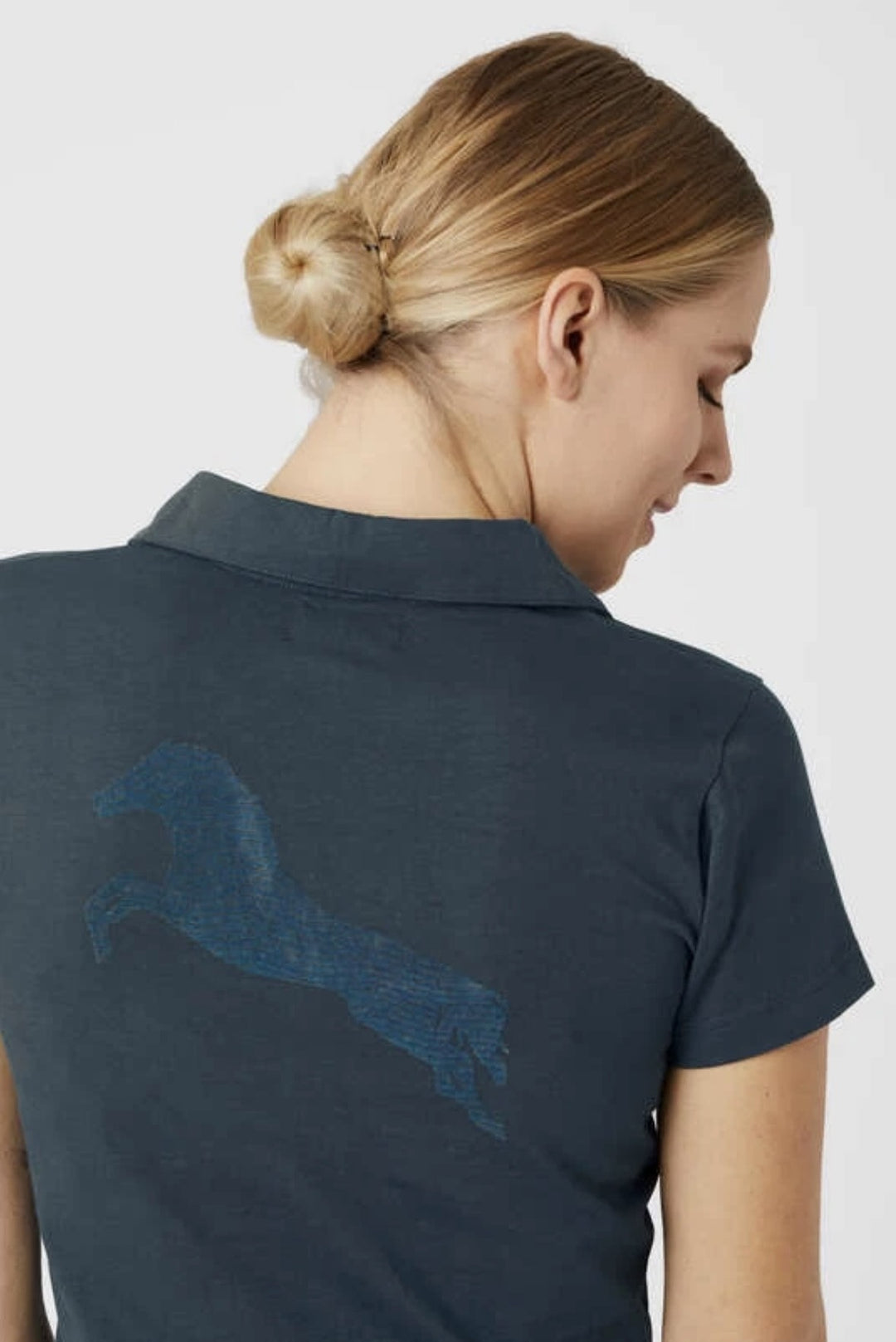 Horze Kia V Neck Short Sleeved Riding Top - Blue - Soft Cotton - Ideal Gift