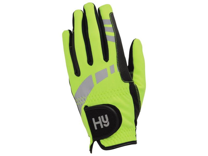 Hy5 Extreme Reflective/HI VIZ Softshell Riding Gloves - Fluorescent Yellow - Size Medium