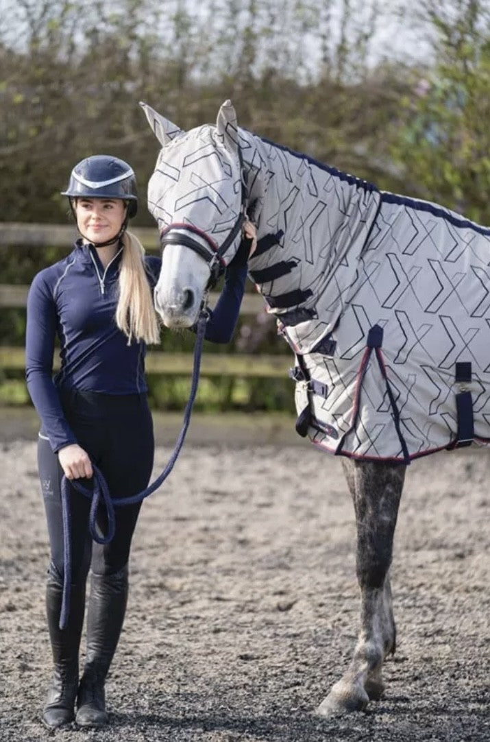 High Spec Defence X Fly Rug Over Ears WITH Fly Mask by HY - Reflects UV Sun Rays - LAST 1!