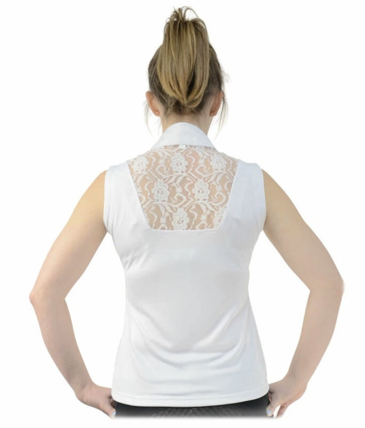Hy Equestrian Katherine Ruffle Sleeveless Summer Show Shirt - White - Only Large (14) left