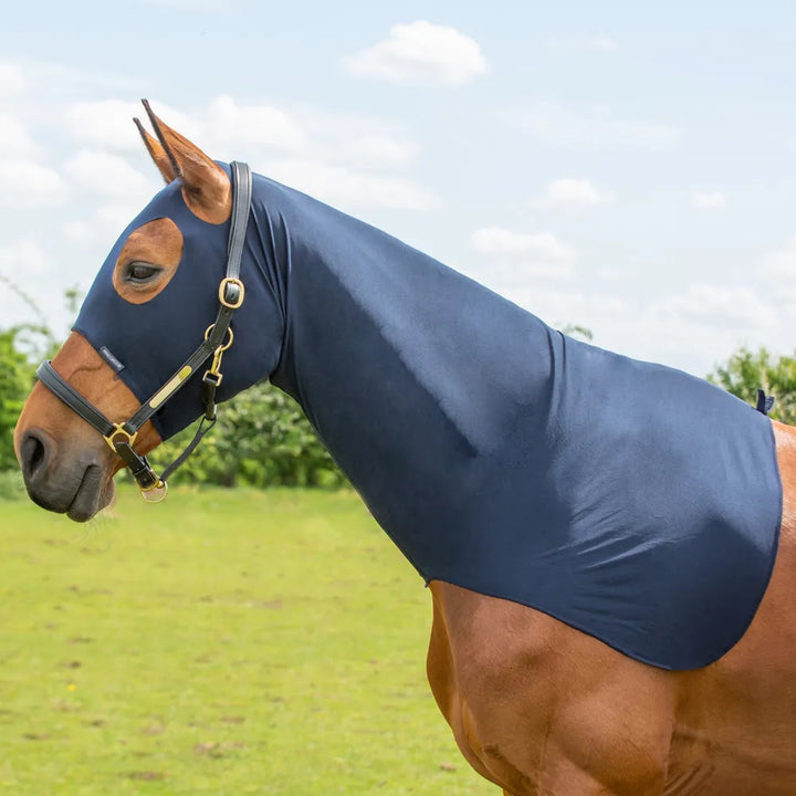 Hy Equestrian Lycra Flex Hood - Navy - Size Cob - Great for Shows &Anti Mane Rub