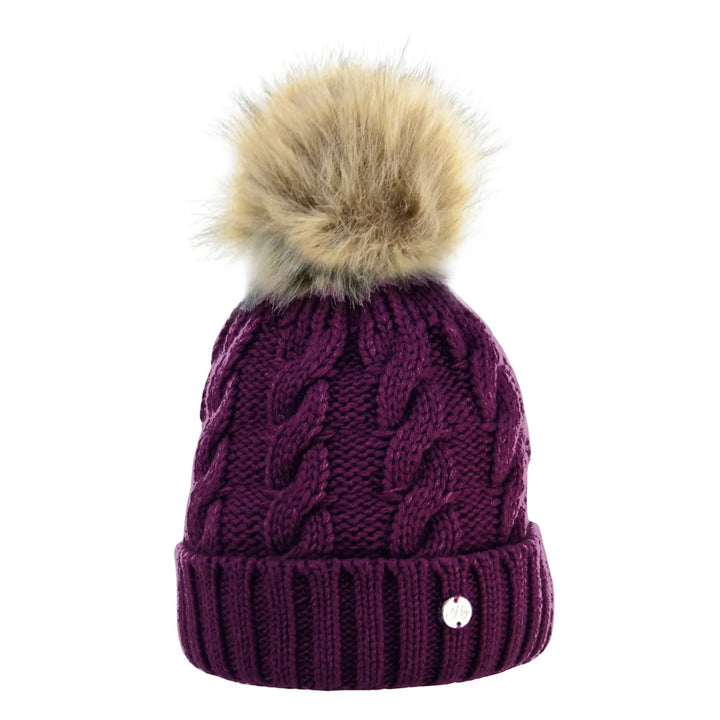Hy Equestrian Melrose Cable Knit Bobble Hat - Fleece Lined - 4 Colours - Warm & Cosy