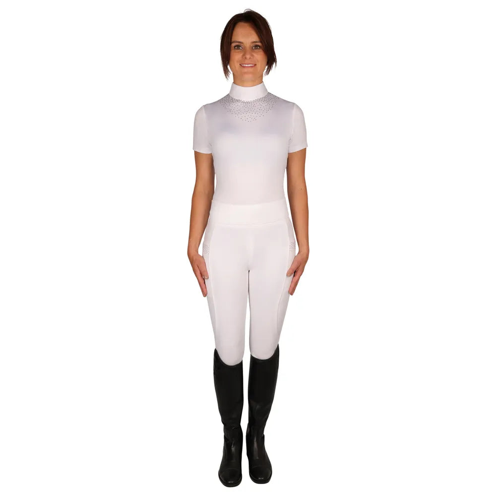 Hy Equestrian Roka Regal Riding Tights - Full Silicone Seat - White - Low Price