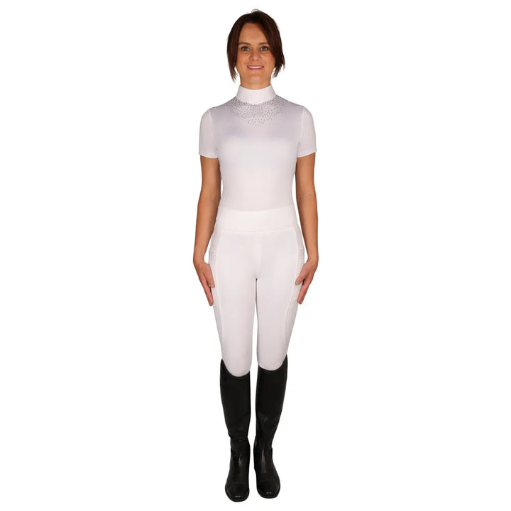Hy Equestrian Roka Regal Riding Tights - Full Silicone Seat - White - Low Price