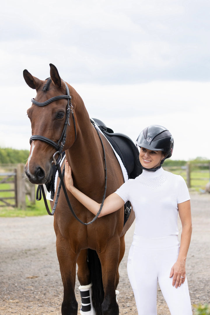 Hy Equestrian Roka Regal Riding Tights - Full Silicone Seat - White - Low Price