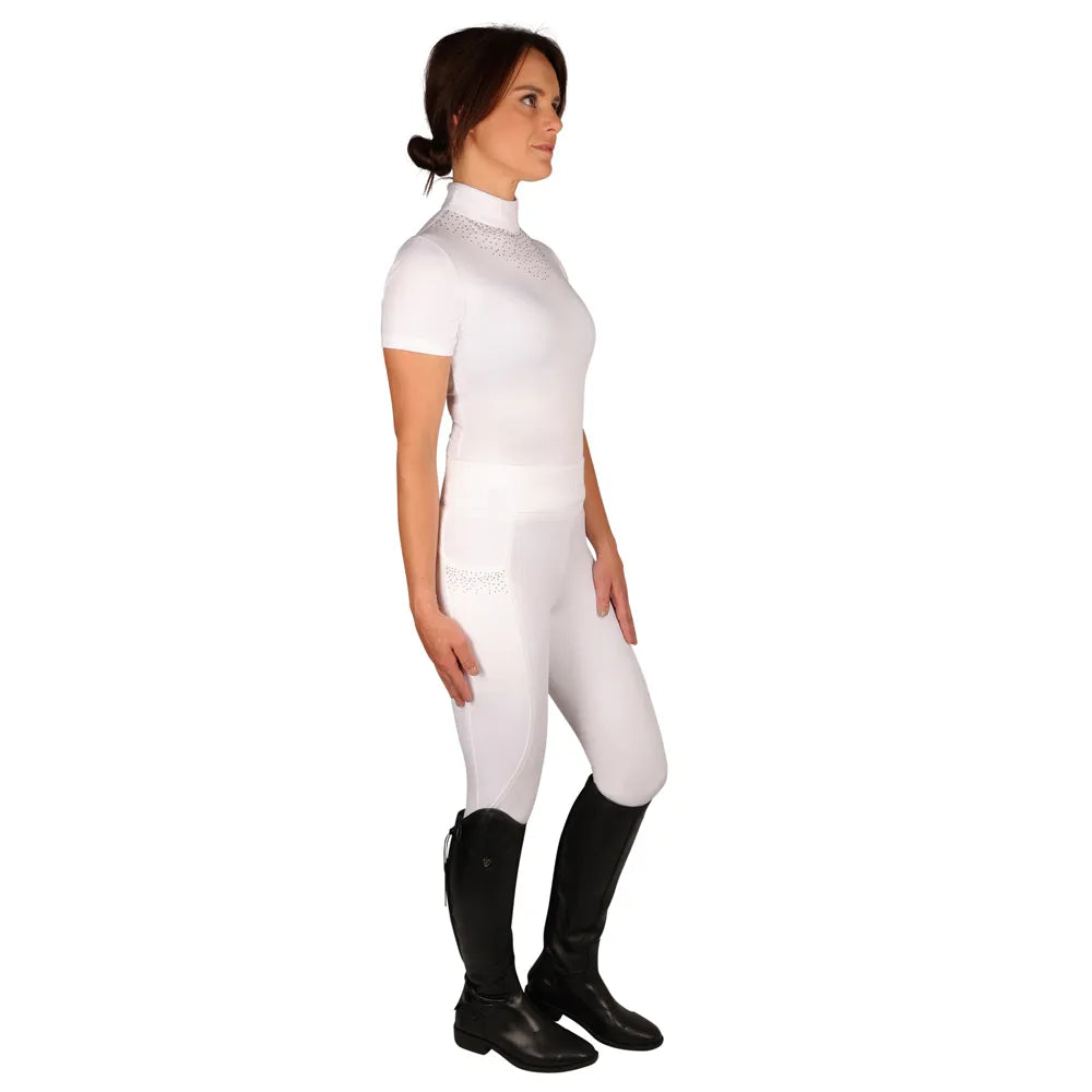 Hy Equestrian Roka Regal Riding Tights - Full Silicone Seat - White - Low Price
