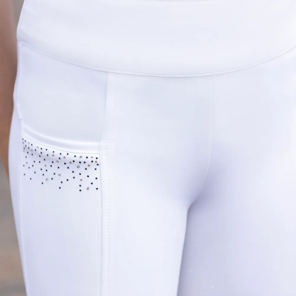 Hy Equestrian Roka Regal Riding Tights - Full Silicone Seat - White - Low Price