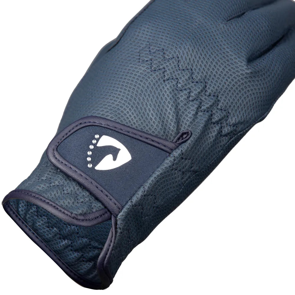 Hy Equestrian Sparkle Touch Riding Gloves - Navy