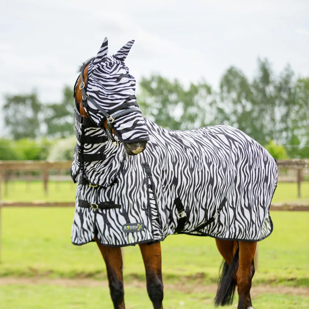 HY Equestrian StormX Original Zebra Print Fly Rug  Combi - VERY EFFECTIVE - All Sizes