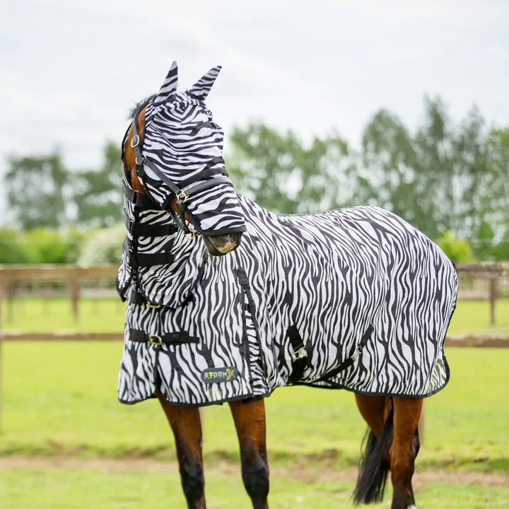 HY Equestrian StormX Original Zebra Print Fly Rug  Combi - VERY EFFECTIVE - All Sizes